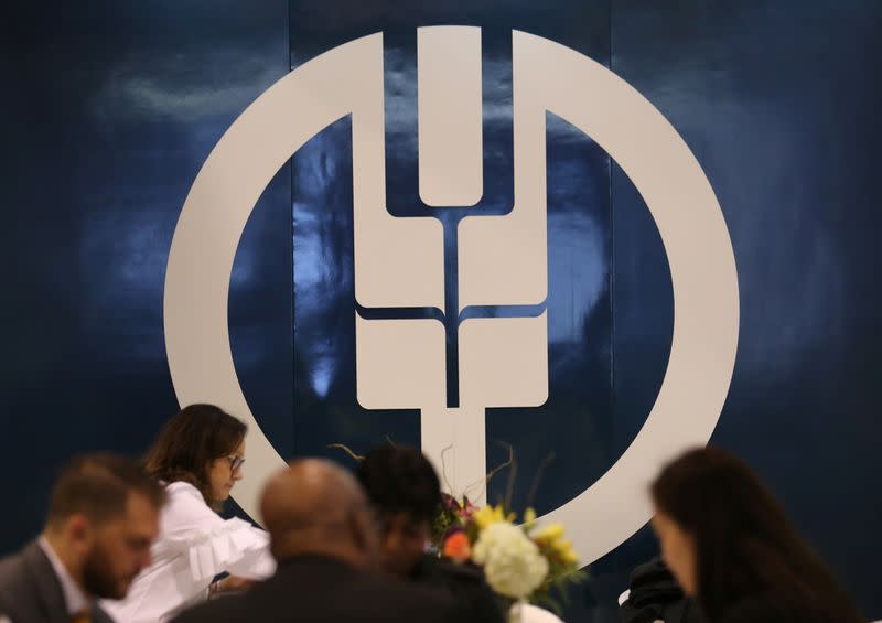 A logo of the Agricultural Bank of China is seen at the SIBOS banking and financial conference in Toronto