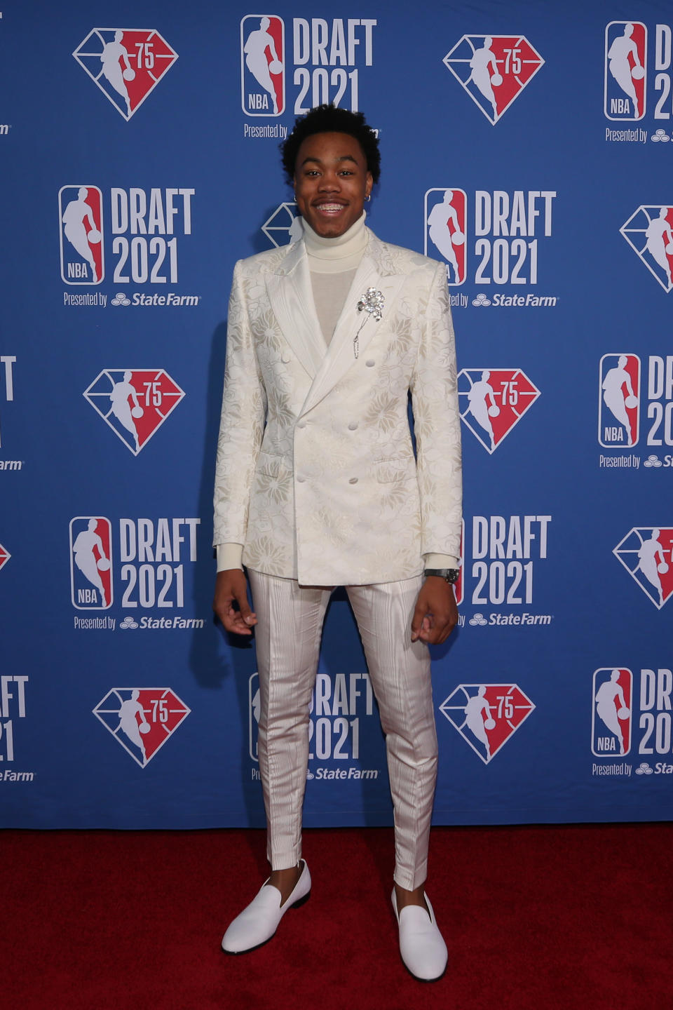 Scottie Barnes arrives on the red carpet before the 2021 NBA draft at Barclays Center. (Brad Penner/USA TODAY Sports)