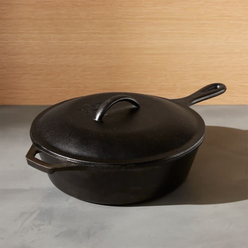 8) Cast-Iron Deep Skillet with Lid