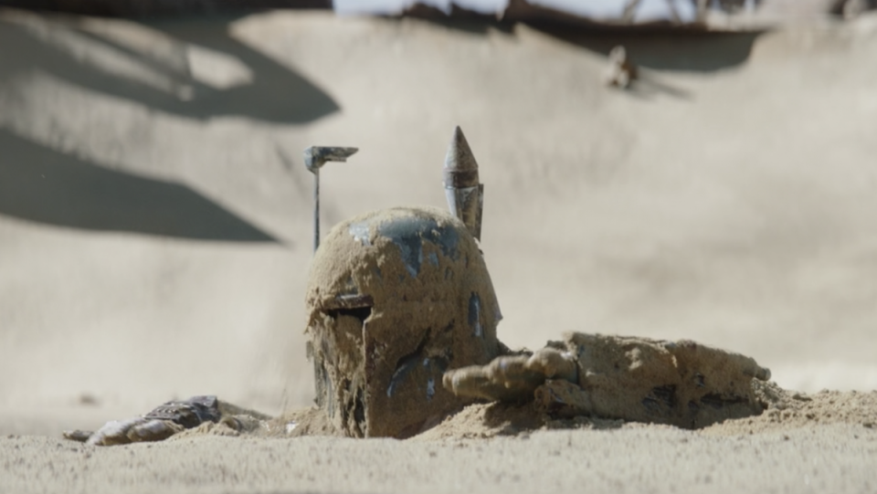 Boba Fett emerges from the sarlacc pit in Book of Boba Fett