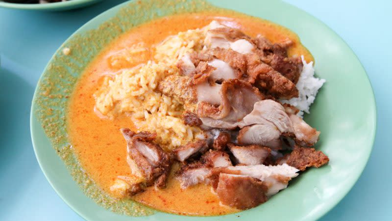 A plate of Curry Fried Chicken Cutlet Rice 