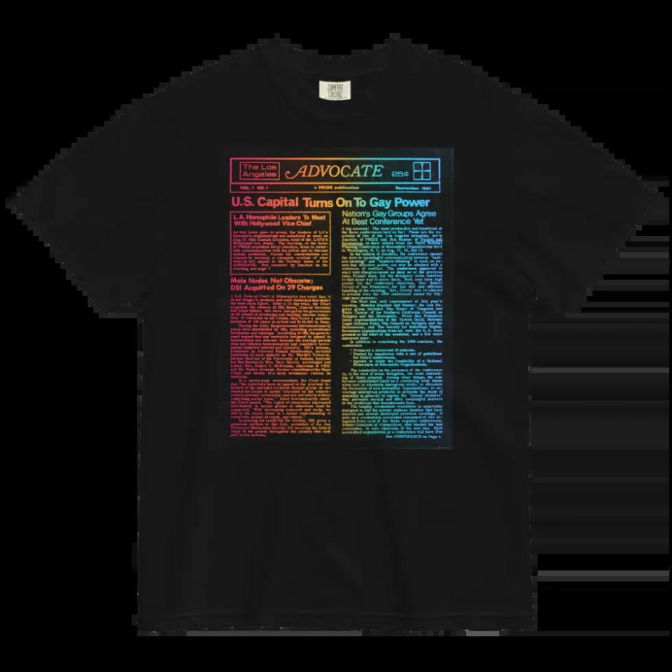 THE ADVOCATE - THE ADVOCATE'S INAUGURAL ISSUE UNISEX GARMENT-DYED HEAVYWEIGHT T-SHIRT (RAINBOW)