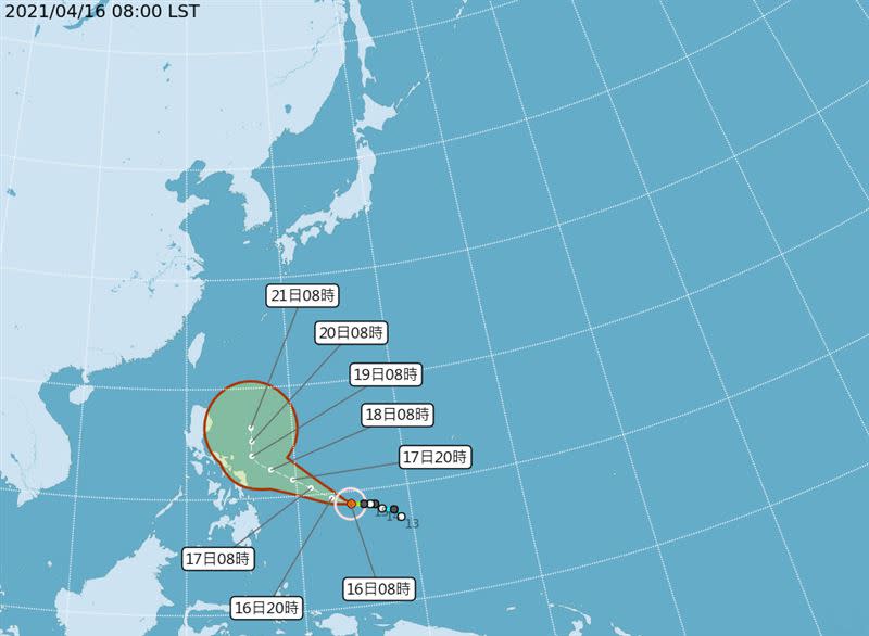 舒力基颱風轉中颱。（圖／中央氣象局）