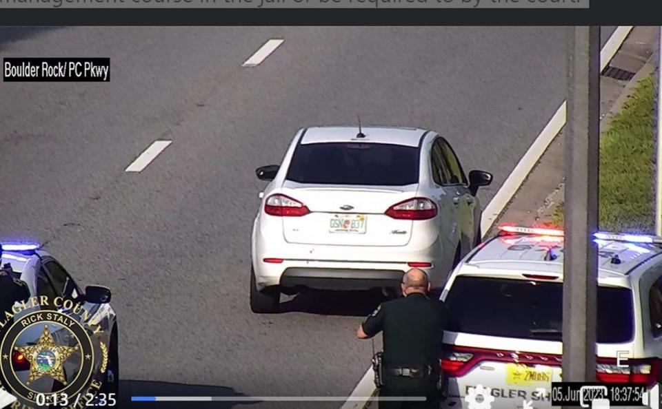 A Central Florida man was arrested for pointing gun at another driver in traffic, according to the Flagler County Sheriff’s Office on June 5, 2023. Flagler County Sheriff's Office/Facebook screenshot