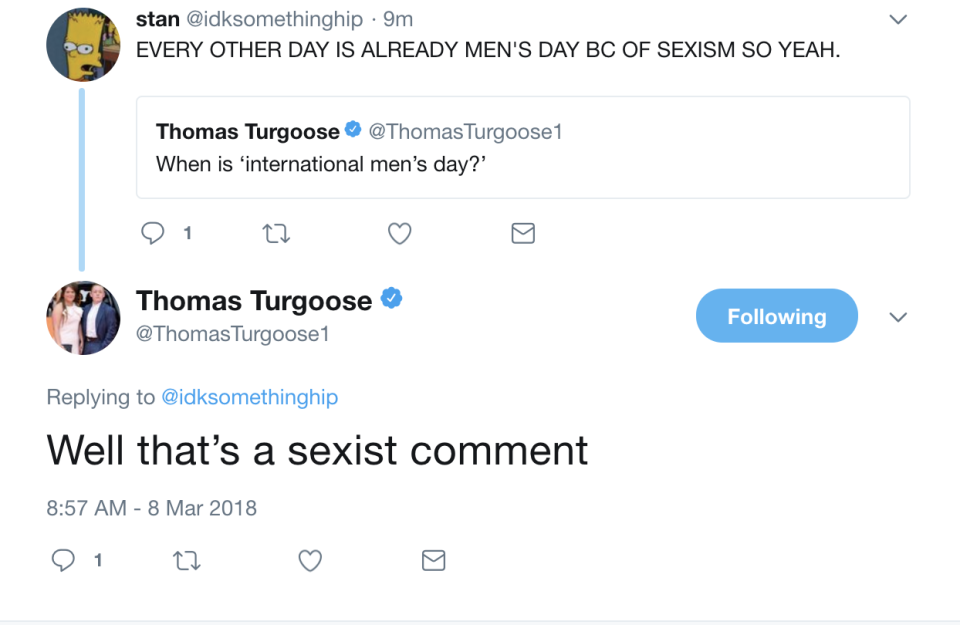 Turgoose received many irate responses to his earlier tweet which has since been deleted.