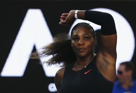 Tennis - Australian Open - Melbourne Park, Melbourne, Australia - 26/1/17 Serena Williams of the U.S. celebrates winning her Women's singles semi-final match against Croatia's Mirjana Lucic-Baroni. REUTERS/Thomas Peter