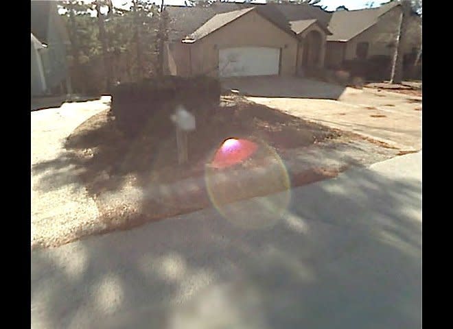 This seemingly grounded lens flare was created by a Google Maps camera in January 2008 at Eureka Springs, Ark. Submitted to Huffington Post by SE.