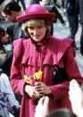 <p>For a visit to Liverpool, the Princess paired a Bellville Sassoon maternity coat with a hat by John Boyd.</p>