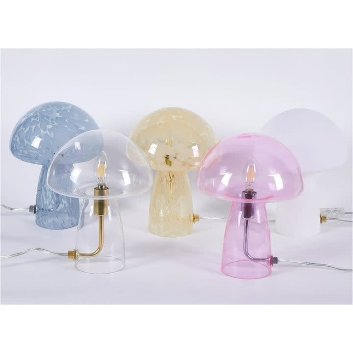 the lamps in all five colors blue clear yellow pink and white