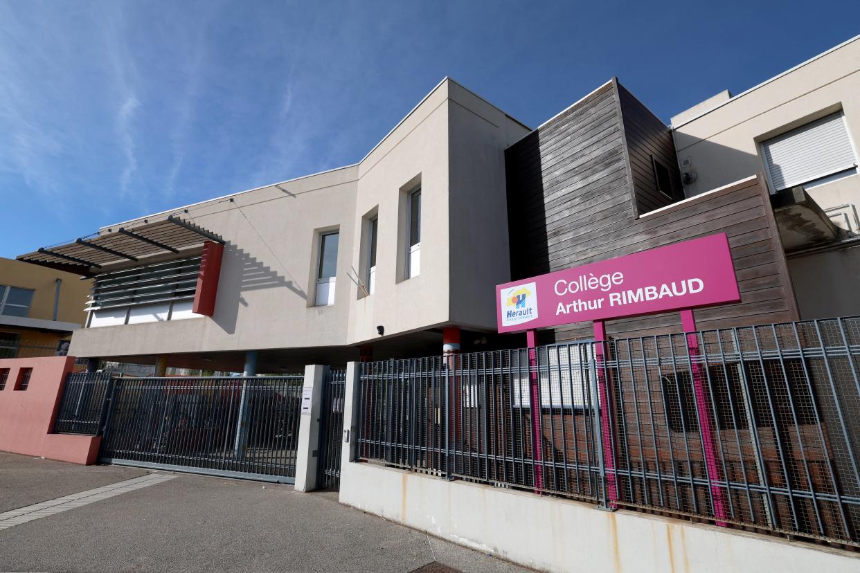 L’entrée du collège Arthur-Rimbaud, à Montpellier, le 4 avril 2024.