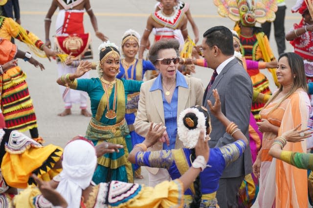 The Princess Royal arrives at Bandaranaike International Airport in Katunayake at the start of her visit to mark 75 years of diplomatic relations between the UK and Sri Lanka 