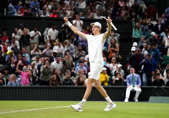 Jannik Sinner celebrates victory