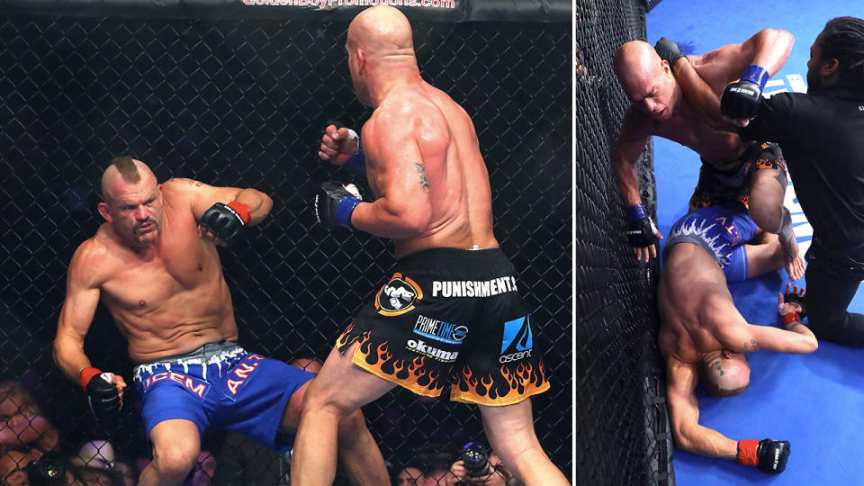 Chuck Liddell was knocked out by Tito Ortiz in the first round of their third fight. Pic: Getty