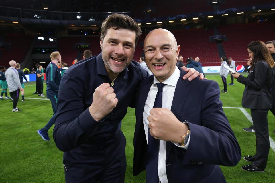 Pochettino and Spurs chairman Daniel Levy after reaching the Champions League final last season Photo: Tottenham Hotspur FC via Getty Images