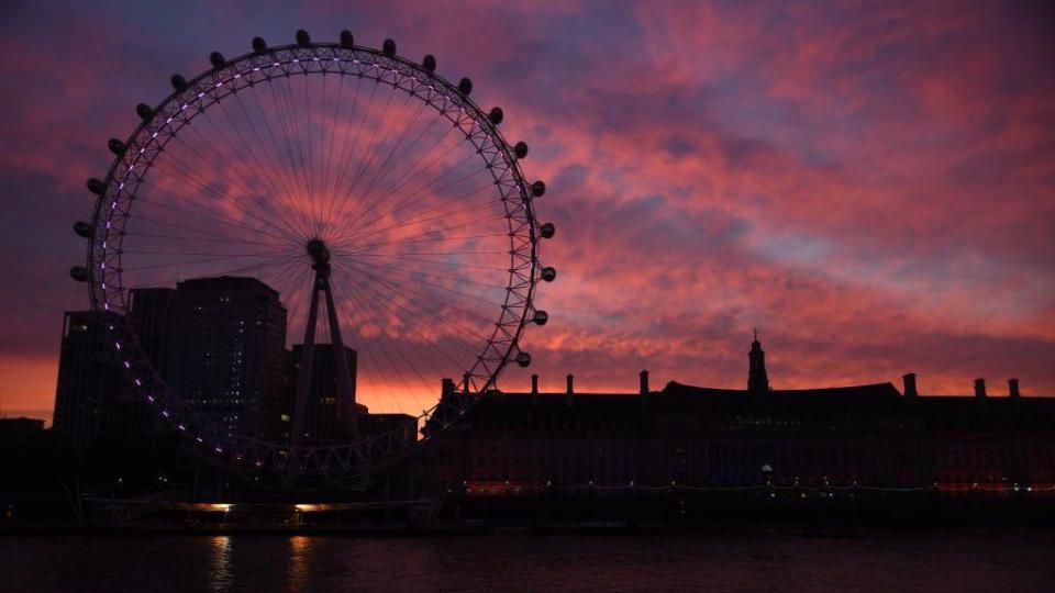 Pink sunrise over Westminster