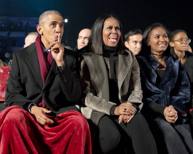 A close look at Sasha Obama's fabulous furry coat. (Photo: Getty Images)