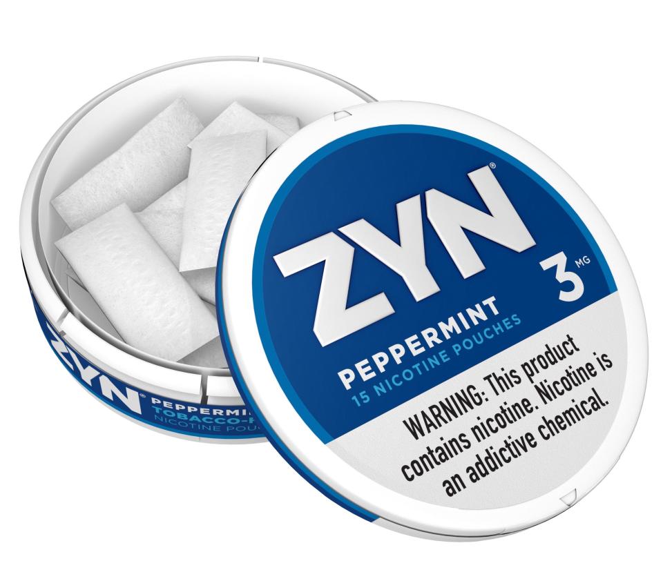 Zyn, a nicotine pouch placed inside the lips.