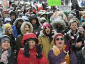 Actress Kathryn Hahn (C) attends Park City's Respect Rally honoring the one-year anniversary of the Women's March