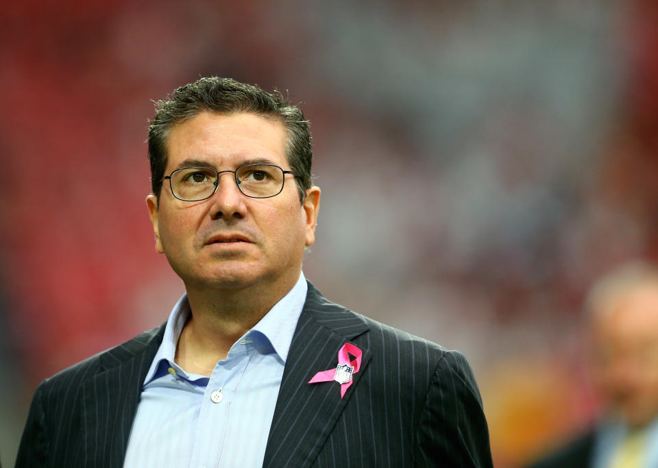 Washington Football Team owner Dan Snyder on the sidelines prior to the game against the Arizona Cardinals at University of Phoenix Stadium. Mandatory Credit: Mark J. Rebilas-USA TODAY Sports