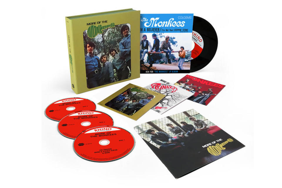 <p>A three-disc reissue of the made-for-TV band’s second, chart-topping 1967 album, this features 55 previously unreleased tracks, including some of the Monkees’ earliest live recordings. The limited-edition run of 4,500 copies, featuring stereo and mono mixes of the album, comes housed in a 7-by-7-inch box with a 7-inch vinyl single of “I’m a Believer” with a vocal-only mix of “(I’m Not Your) Steppin’ Stone” on the flip. If the Beatles are worthy of such expanded sets, then why not the Prefab Four? $60. (Photo: Rhino Entertainment) </p>