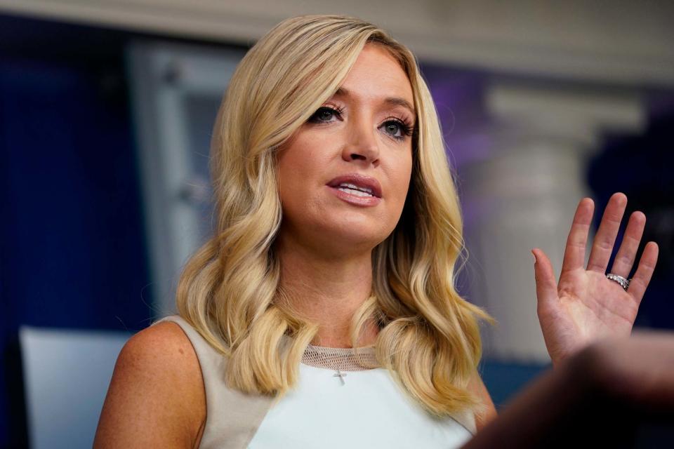 White House press secretary Kayleigh McEnany gave a briefing on Monday afternoon (AP)