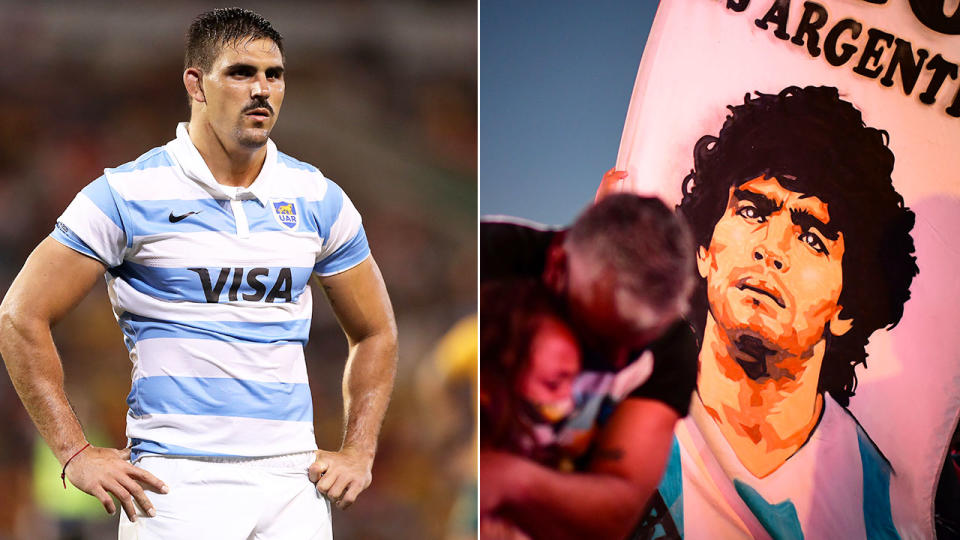 Seen here, Pablo Matera in action for Argentina and tributes to Maradona in his homeland.