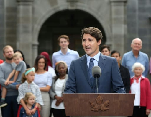 Canada's Prime Minister Justin Trudeau launching his campaign for the October 21, 2019 general elections