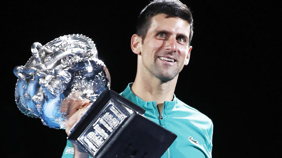 Novak Djokovic, pictured here after winning the Australian Open in 2021.