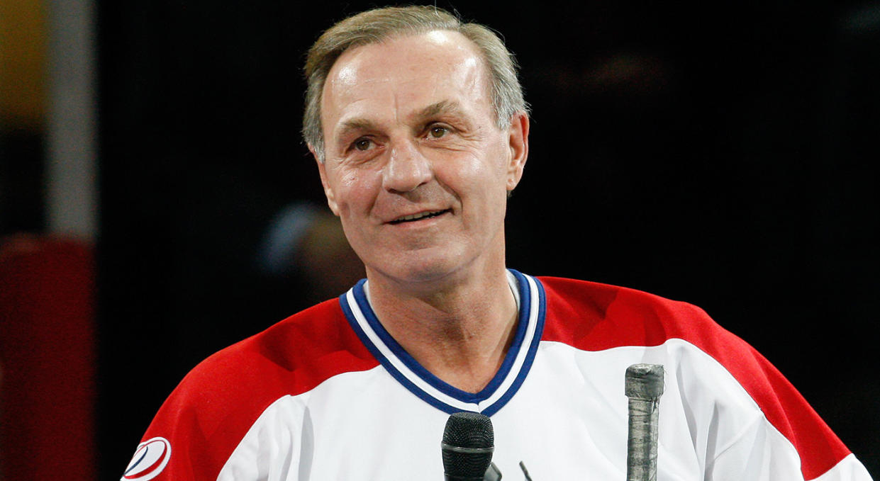 MONTREAL- DECEMBER 4: Former Montreal Canadien Guy Lafleur speaks to fans during the Centennial Celebration ceremonies prior to the NHL game between the Montreal Canadiens and Boston Bruins on December 4, 2009 at the Bell Centre in Montreal, Quebec, Canada. The Canadiens defeated the Bruins 5-1. (Photo by Richard Wolowicz/Getty Images) 