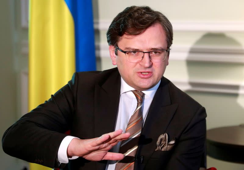 Ukraine's Foreign Minister Kuleba gives an interview in Kyiv