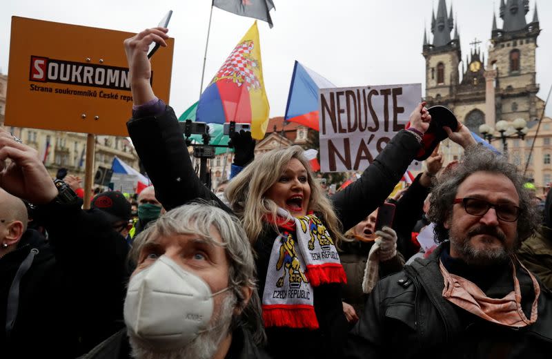 Protest against COVID-19 restrictions, in Prague