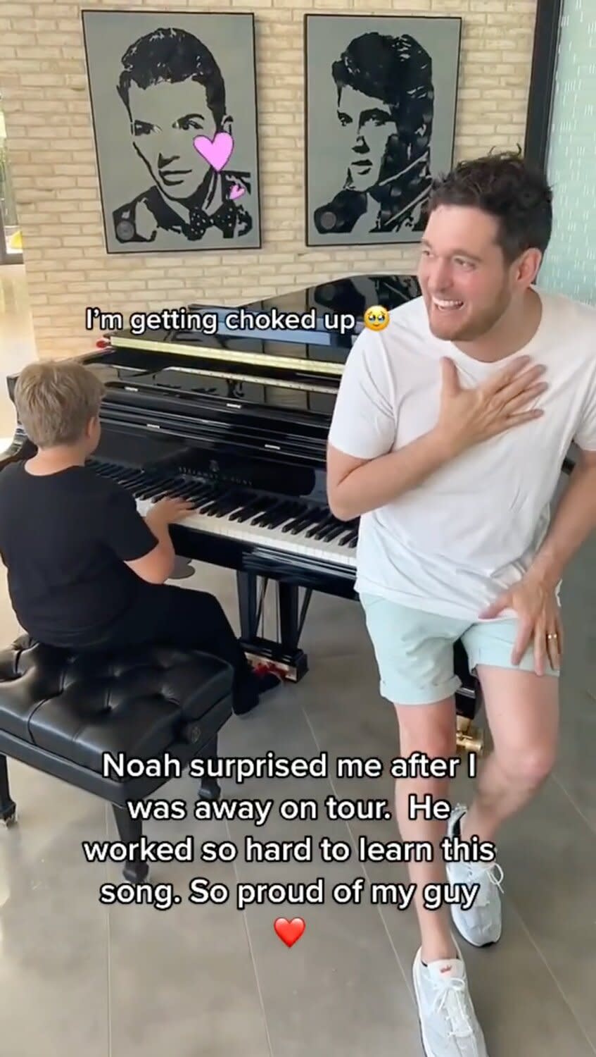 Michael Buble Gets Choked Up Singing as Son Noah, 8, Accompanies Him on the Piano