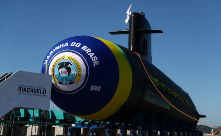 The submarine "Riachuelo", built by the submarine development program (PROSUB), is seen during the inauguration ceremony in Itaguai, Brazil December 14, 2018. REUTERS/Pilar Olivares