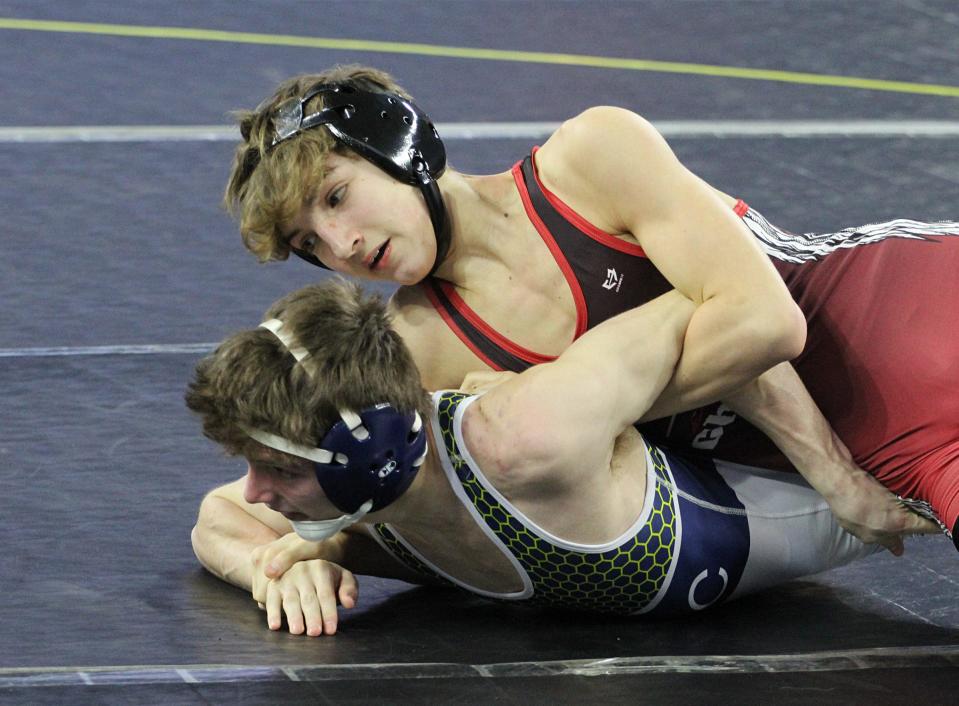 White Pigeon's Mazzy Lambert wrestled to fourth place at 106 pounds this past weekend.