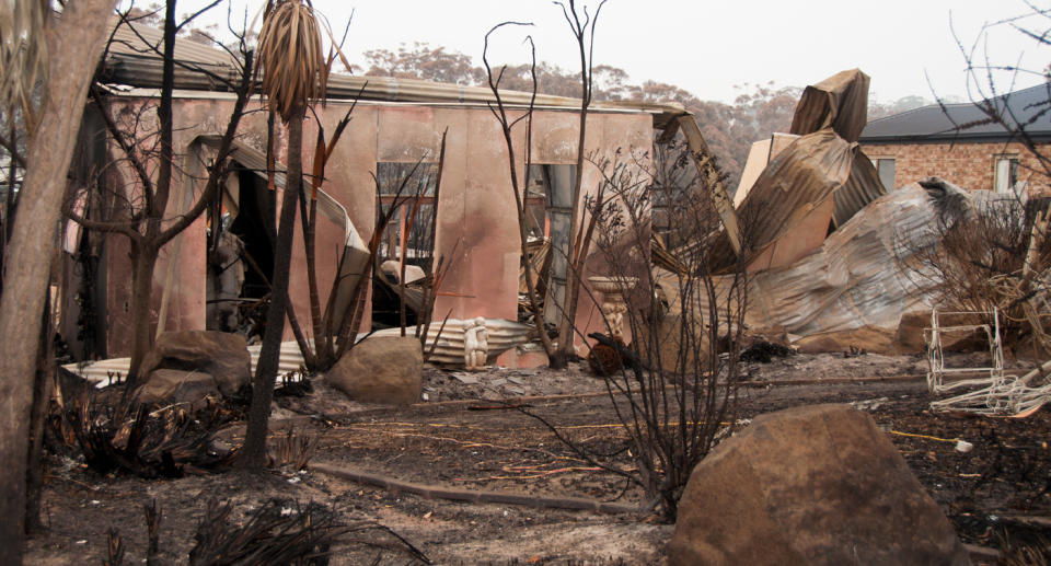 Photo shows home in Malua Bay, NSW, destroyed in the bushfires. 