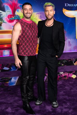 <p>VALERIE MACON/AFP via Getty</p> Michael Turchin and Lance Bass.