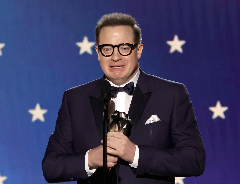 Brendan Fraser emotionally accepts best actor for "The Whale" during the 28th annual Critics Choice Awards.