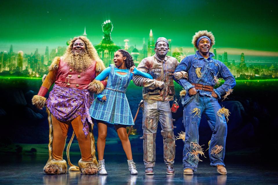 Kyle Ramar Freeman stars as Lion, Nichelle Lewis as Dorothy, Phillip Johnson Richardson as Tinman, and Avery Wilson as Scarecrow in "The Wiz."