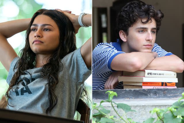 <p>Niko Tavernise/ MGM Studios; Sony Pictures Classics/courtesy Everett </p> Zendaya in 'Challengers' and Timothee Chalamet in 'Call Me By Your Name'