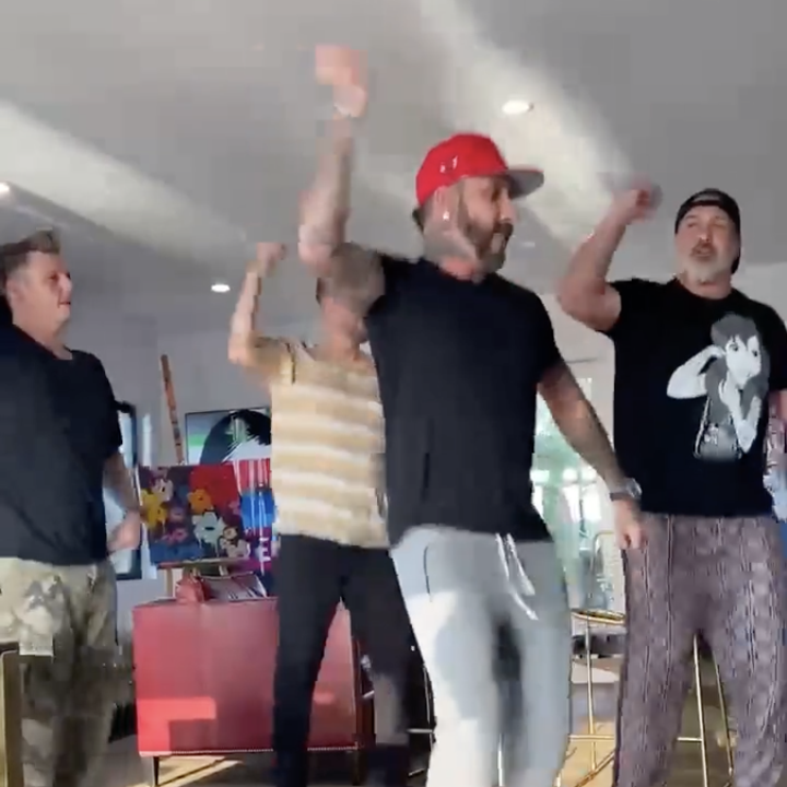 Nick Carter, AJ McLean, Lance Bass, and Joey Fatone learning the 