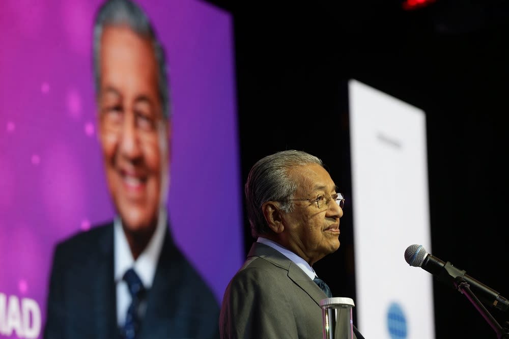 Prime Minister Tun Dr Mahathir Mohamad speaks during the World Tourism Conference 2019 in Kuala Lumpur August 26, 2019. — Picture by Ahmad Zamzahuri