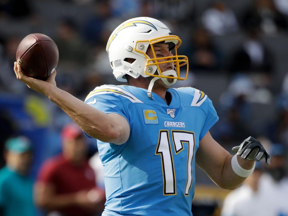 Phillip Rivers looks to pass against the Oakland Raiders.