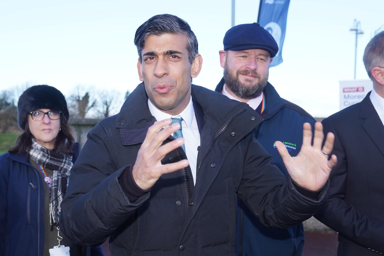 British Prime Minister Rishi Sunak during a community visit to the Eden Project North the United Kingdom. 