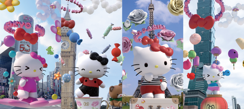 Hello Kitty也加入有趣的數位體驗，特別推出限定AR應用程式「Hello Kitty AR」。圖片來源：台灣三麗鷗