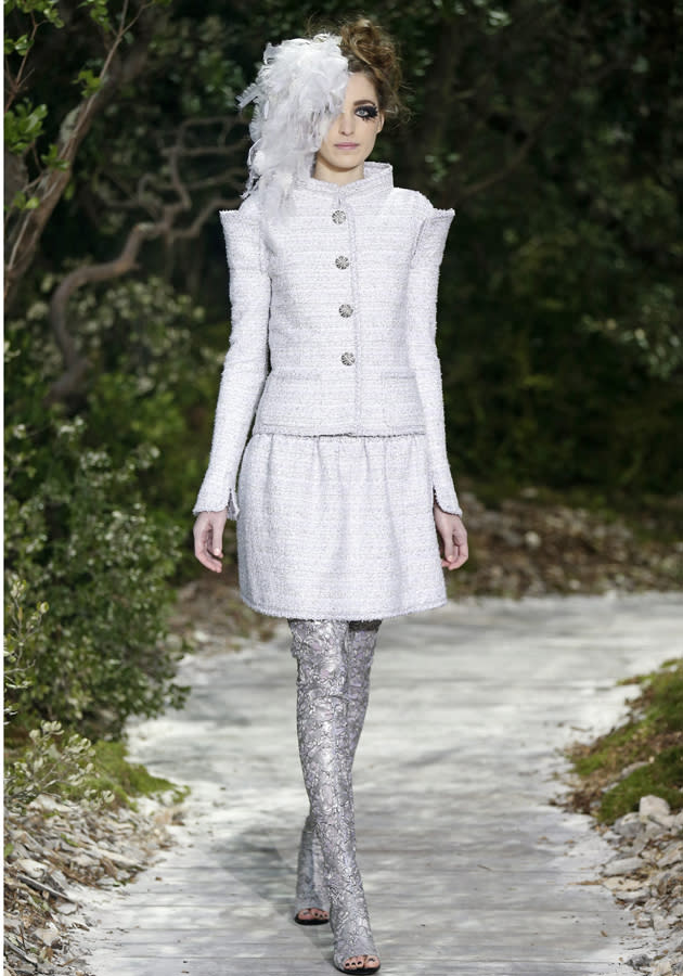 <b>Chanel SS13: </b>Silvers and a metallic palette were a nod to this season's hottest trend.<br><br>© Reuters