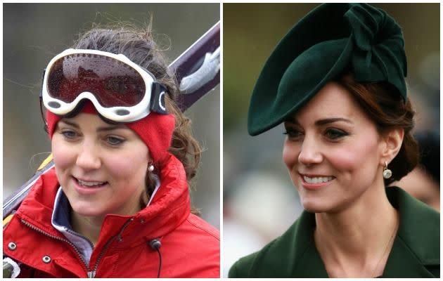 A royal insider has claimed Kate Middleton has undergone two nose jobs. Here she is pictured in 2005 and 2015. Photo: Getty Images