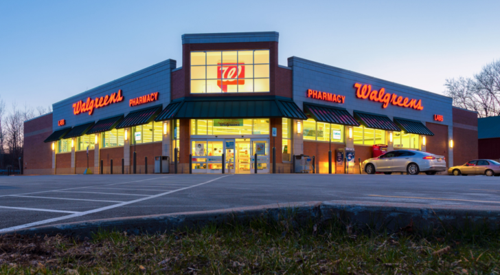 Landscape Night View of Walgreen's Pharmacy Building Exterior. WBA stock. Nasdaq Stocks to Sell