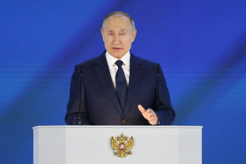 Le président russe Vladimir Poutine lors de son discours annuel à la Nation le 21 avril 2021. - Alexander Zemlianichenko / POOL