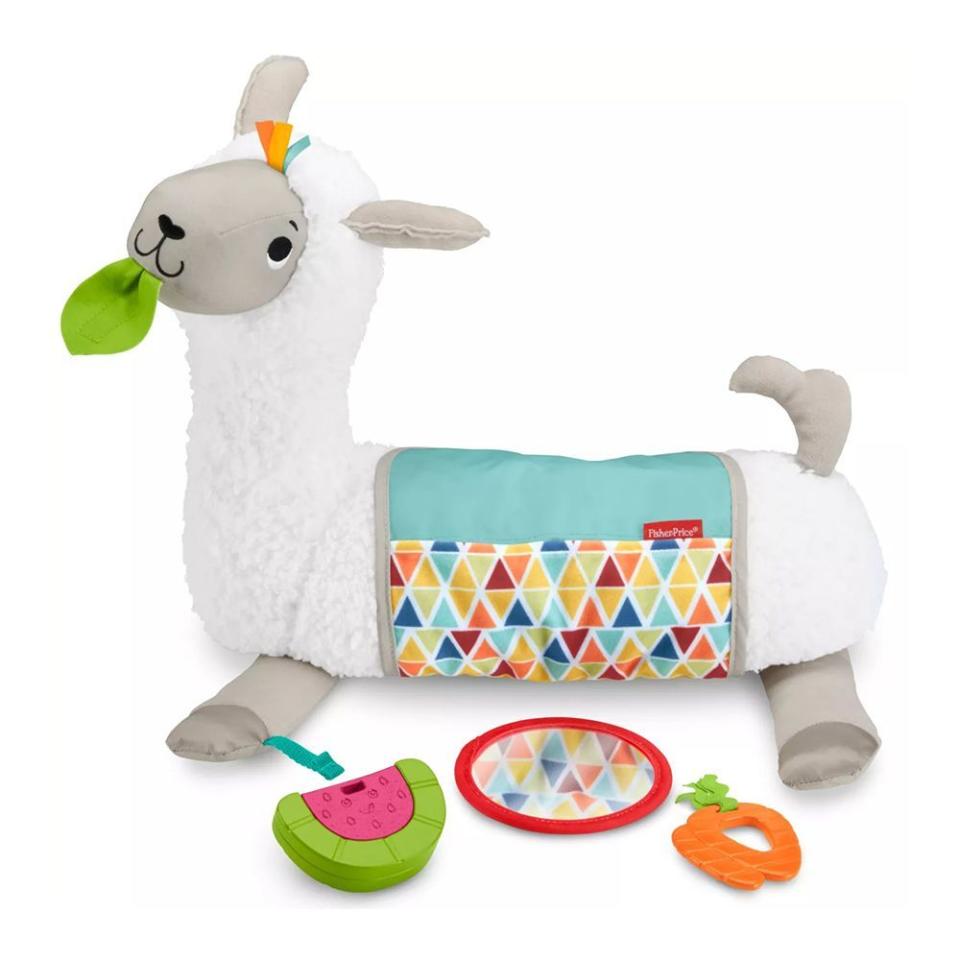 9) Fisher-Price Llama Grow-with-Me Tummy Time Play Pillow