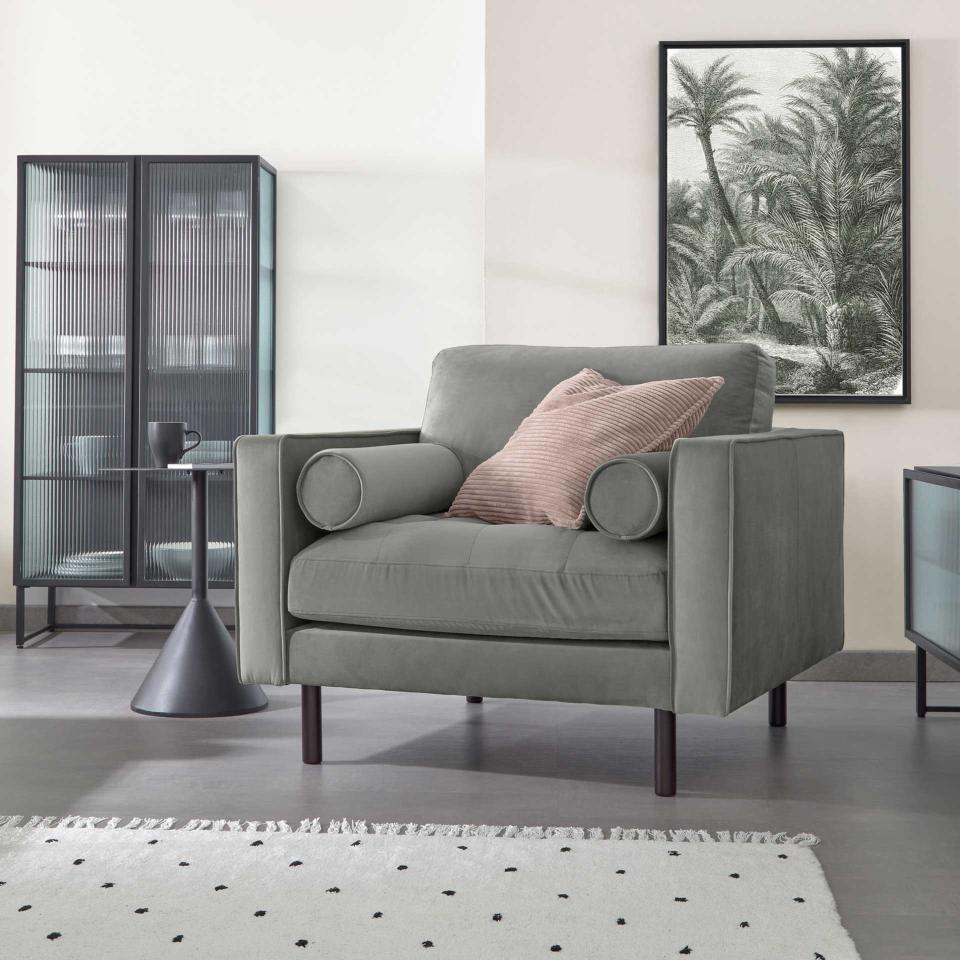 Fauteuil Debra en velours gris